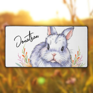 Adorable Watercolor Bunny Desk Mat