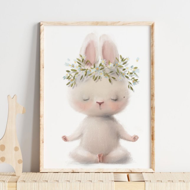 Adorable Watercolor Bunny Meditation | Wall Print (Creator Uploaded)