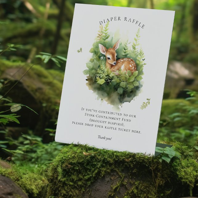 Adorable Watercolor Deer Diaper Raffle Sign (Creator Uploaded)