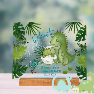 Adorable Watercolor Dinosaurs Baby Shower Welcome  Acrylic Sign