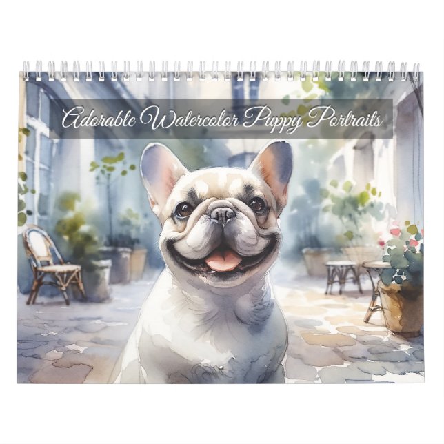 Adorable Watercolor Dog Portraits (12-Month) Calendar (Cover)