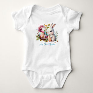 Adorable Watercolor Easter Bunny Baby Bodysuit
