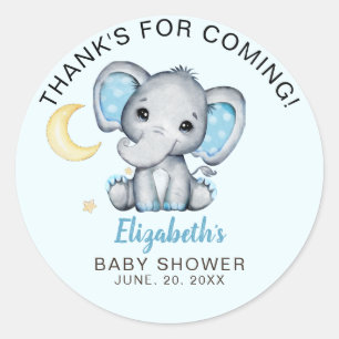 Adorable Watercolor Elephant Baby Shower boy Classic Round Sticker