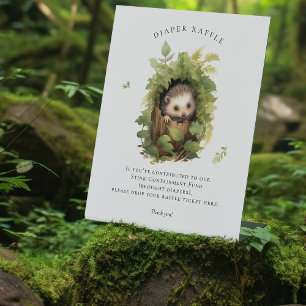 Adorable Watercolor Hedgehog Diaper Raffle Sign