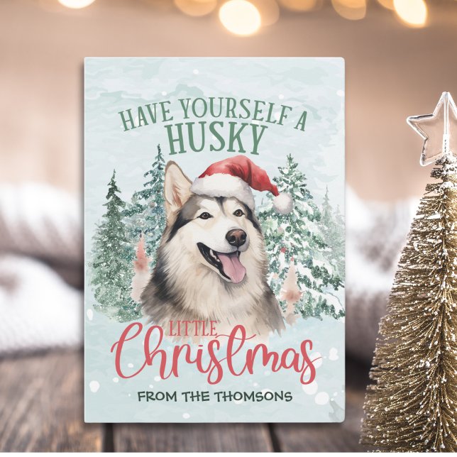 Adorable Watercolor Husky Christmas Holiday Card (Creator Uploaded)