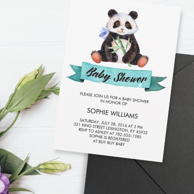 Adorable Watercolor Panda Baby Shower Invitation (Creator Uploaded)