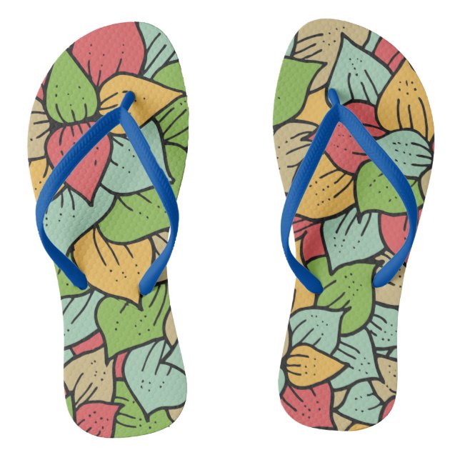 Adorable watercolor pattern botanical leaf green jandals (Footbed)