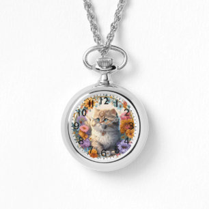 Adorable Watercolor Persian Kitten Print Watch