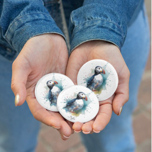 Adorable Watercolor Puffin, custom Bottle Opener