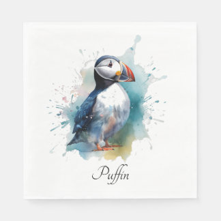 Adorable Watercolor Puffin, custom Napkin