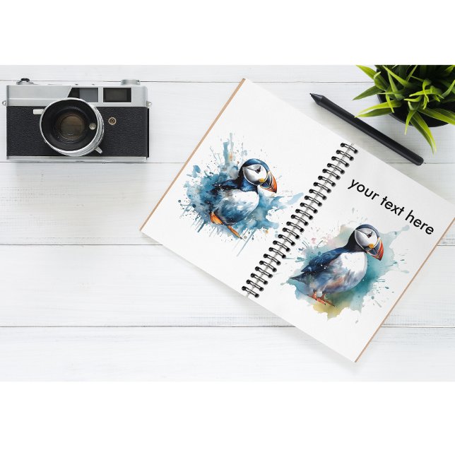 Adorable Watercolor Puffin, custom Notebook (Creator Uploaded)