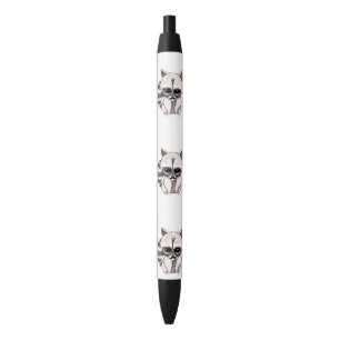 Adorable Watercolor Racoon with Painted Moustache Black Ink Pen