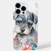 ADORABLE WATERCOLOR SCHNAUZER PUPPY DOG