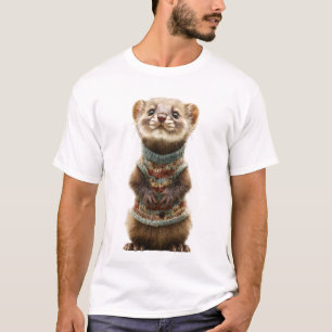 Adorable Weasel wearing a Knitted Sweater