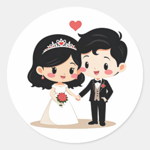 Adorable Wedding Couple Stickers