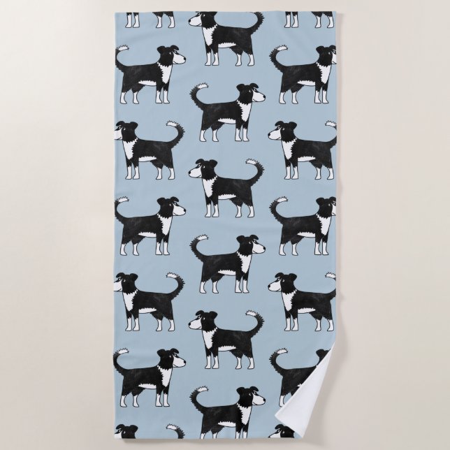 Adorable Welsh Border Collie Sheep Dog Pattern Beach Towel (Front)