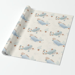 Adorable Whale Baby Shower Wrapping Paper