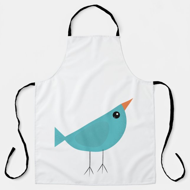 Adorable Whimsical Bird Nature Art Apron (Front)