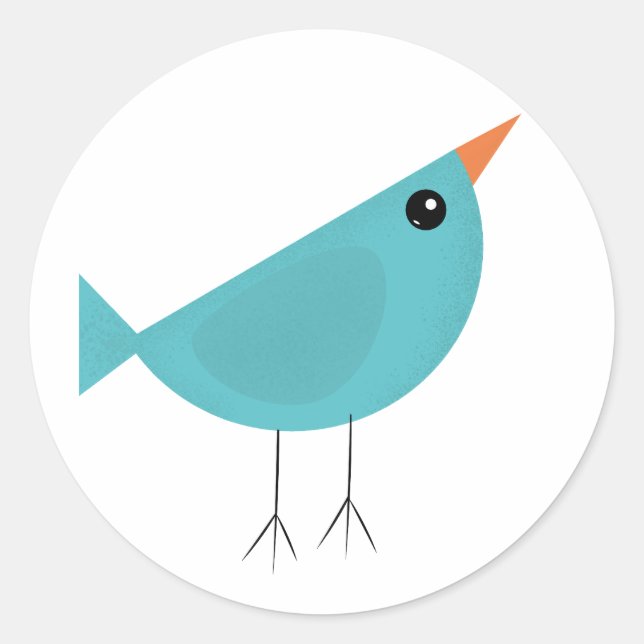 Adorable Whimsical Bird Nature Art Classic Round Sticker (Front)