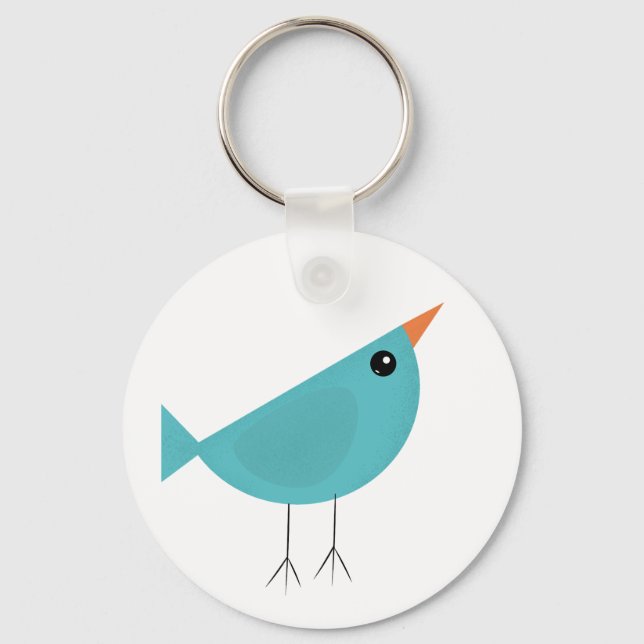 Adorable Whimsical Bird Nature Art Key Ring (Front)