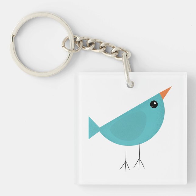 Adorable Whimsical Bird Nature Art Key Ring (Front)