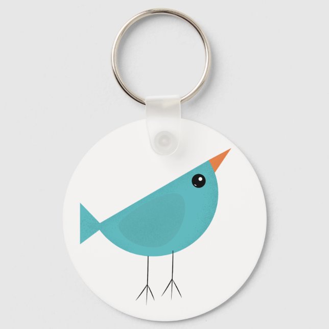 Adorable Whimsical Bird Nature Art Key Ring (Front)
