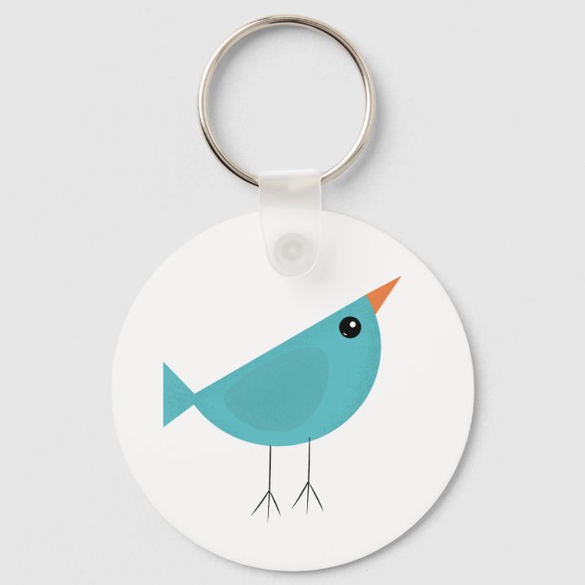 Adorable Whimsical Bird Nature Art Key Ring (Front)