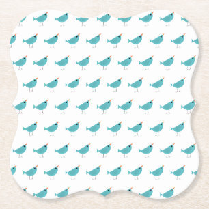 Adorable Whimsical Bird Nature Art Paper Coaster