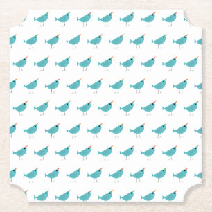 Adorable Whimsical Bird Nature Art Paper Coaster
