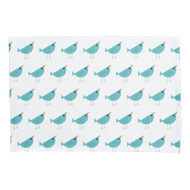 Adorable Whimsical Bird Nature Art Pillowcase (Front)