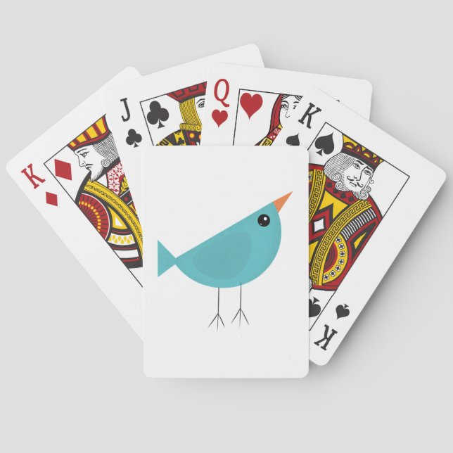 Adorable Whimsical Bird Nature Art Playing Cards (Back)