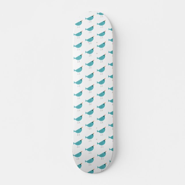 Adorable Whimsical Bird Nature Art Skateboard (Front)
