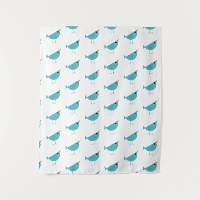 Adorable Whimsical Bird Nature Art Tapestry (Front)
