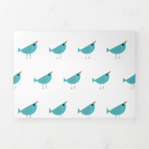 Adorable Whimsical Bird Nature Art Tri-Fold Announcement