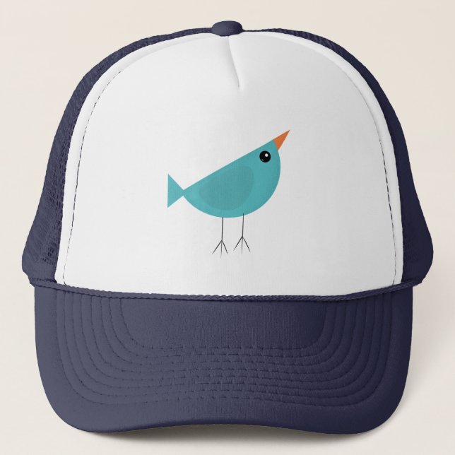 Adorable Whimsical Bird Nature Art Trucker Hat (Front)