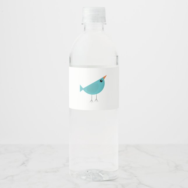 Adorable Whimsical Bird Nature Art Water Bottle Label (Front)