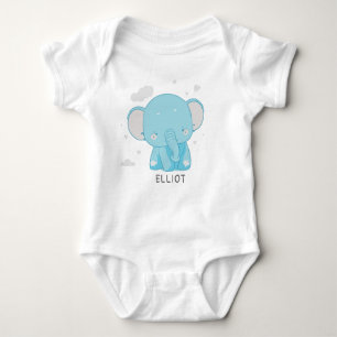 Adorable Whimsical Playful Baby Elephant Clouds Baby Bodysuit