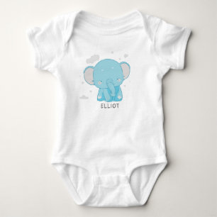 Adorable Whimsical Playful Baby Elephant Clouds Bodysuit