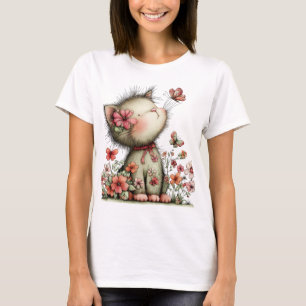ADORABLE WHIMSICAL SUMMER THEMED KITTY CAT T-Shirt