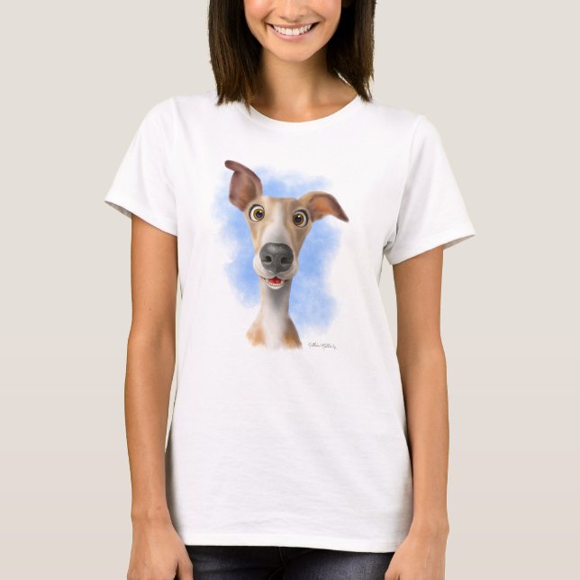Adorable Whippet Cartoon  T-Shirt (Front)