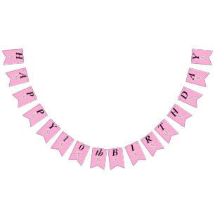 Adorable White Birthday Cartoon Bunny Hot Pink Bunting