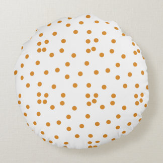 Adorable white brown polka dots pattern nursery round cushion