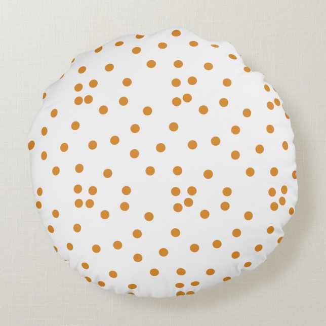 Adorable white brown polka dots pattern nursery round cushion (Back)