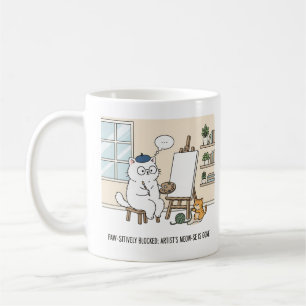 Adorable White Cat Artist Block Kitten Muse Studio Coffee Mug