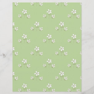 Adorable White Daisies on Green Scrapbook Paper