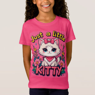 Adorable White Kitten Illustration T-Shirt
