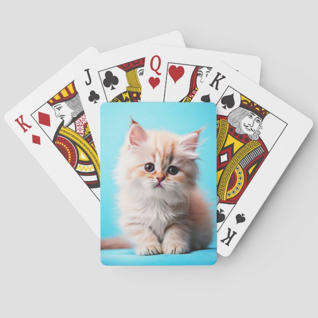 Adorable White Kitten Potrait-54971 Playing Cards (Back)