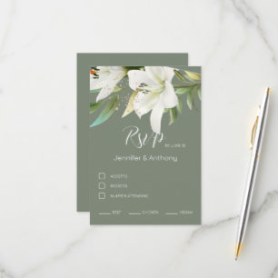 Adorable White Lilies RSVP Card