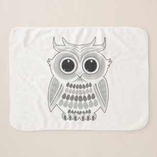 Adorable White Owl Big Eyes Cosy Woodland Animal Sherpa Blanket