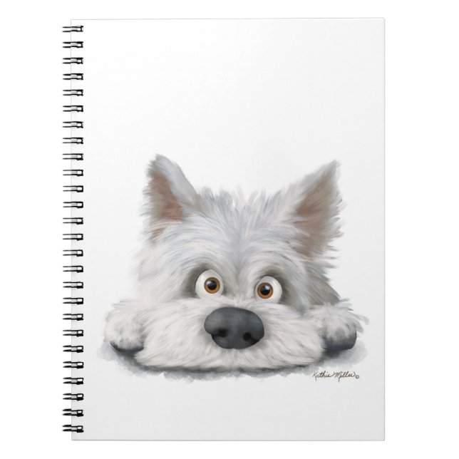 Adorable white Scottish Terrier Cartoon Notebook (Front)